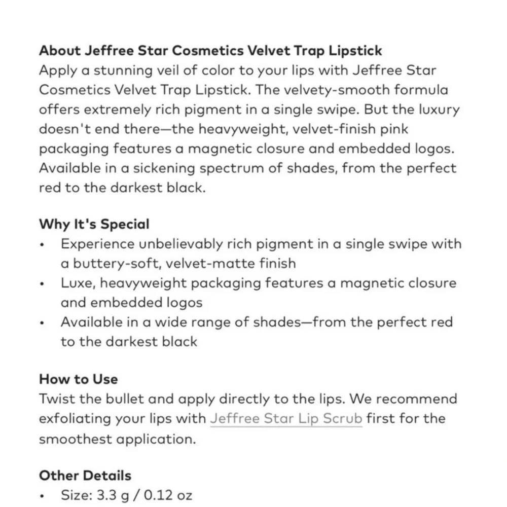 Jeffree Star Cosmetics Velvet Trap Lipstick Grave Digger Discontinued New in Box